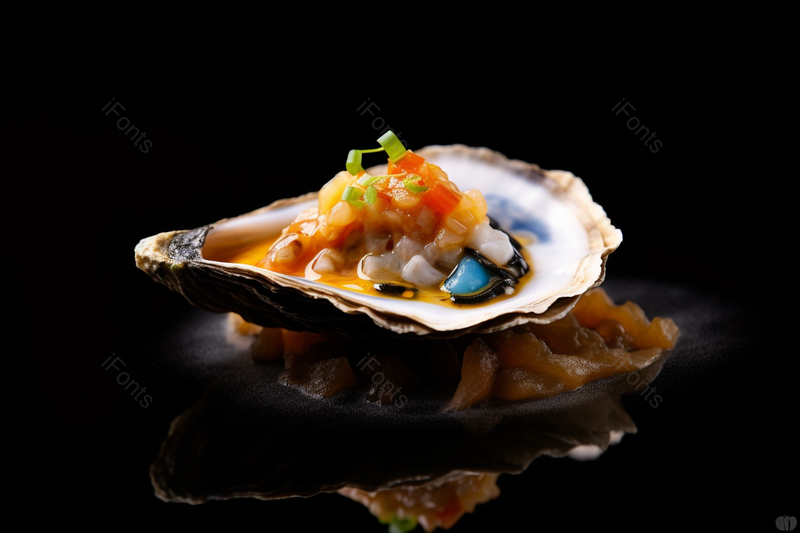 黑色背景美味烤生蚝海鲜烧烤日料,高清,摄影图,摄影图片,图片大全,摄影图免费下载